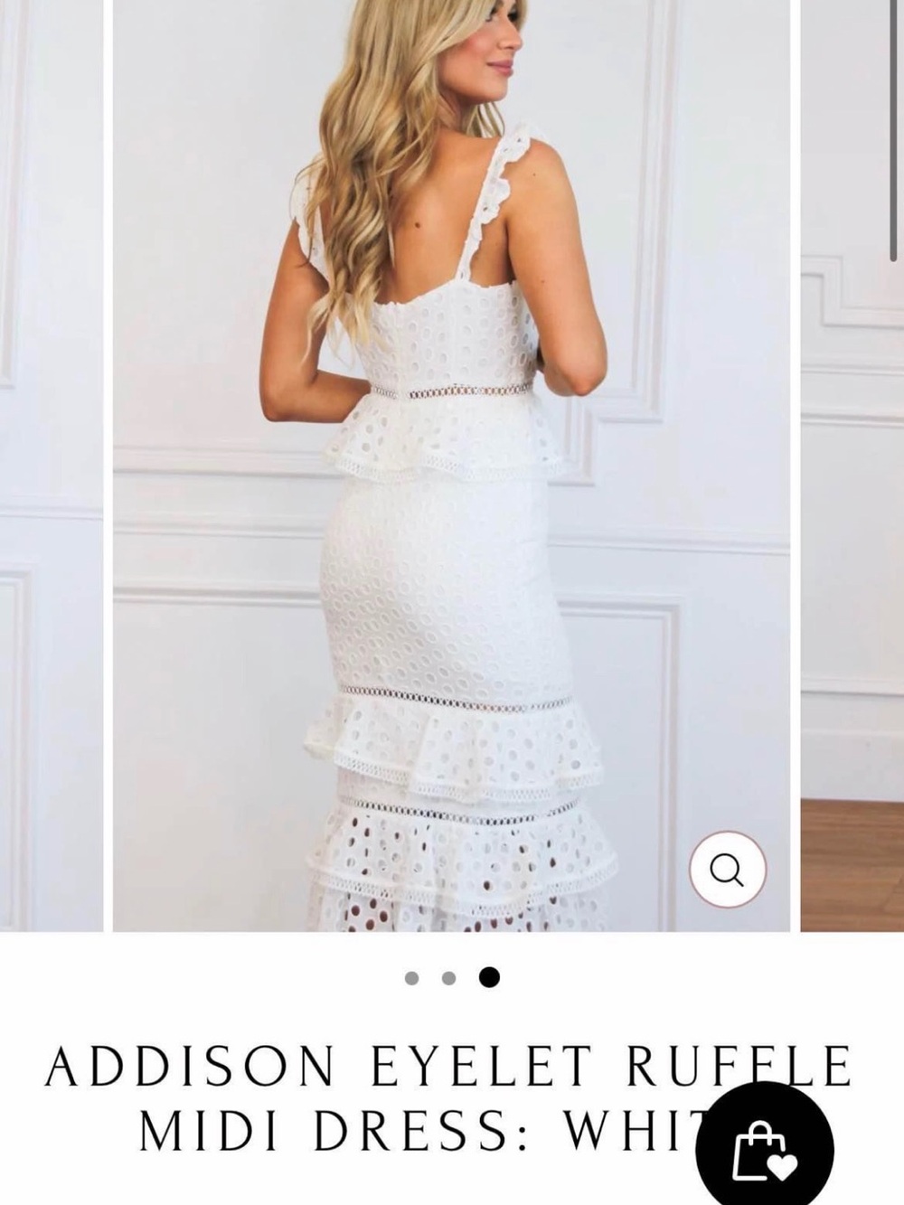 Addison Eyelet Ruffle Midi Dress - White - Picture 2 of 10